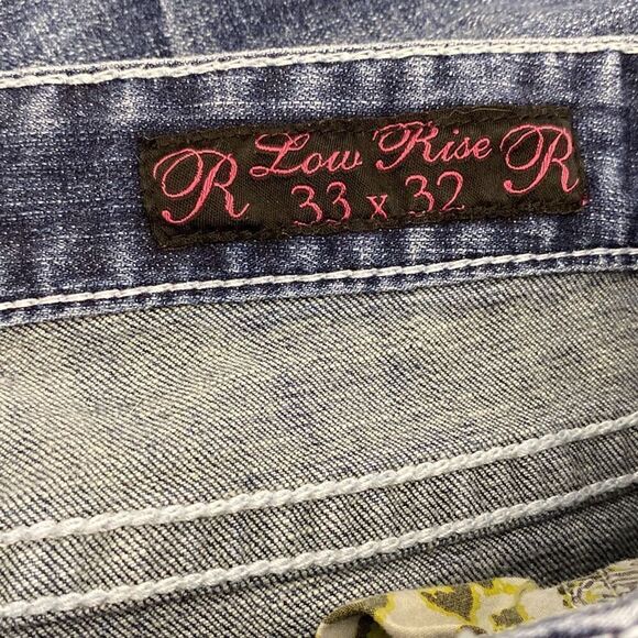 Rock & Roll Cowgirl Women's Blue Low Rise Embellished Bootcut Jeans Size 33 x 32 - Picture 10 of 12